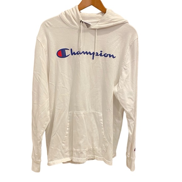 CHAMPION Women's White‎ Hooded Lightweight Sweatshirt Front Pocket Size Large - Picture 1 of 7